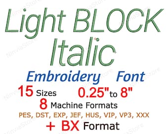 Light Block Italic Embroidery Font, pe Font for Embroidery, Block BX Font, Monogram Alphabet Machine Embroidery Design, Small PES font bx