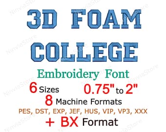 3D Foam College Embroidery Font, 3D Puff Foam Varsity BX Font, Athletic pe Font for Embroidery, Monogram Alphabet Machine Embroidery Design