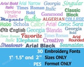 1" 1,5" and 2" PES Embroidery Font Bundle, Machine Embroidery Font pe, Alphabet Embroidery Design, pe font for Embroidery, Small Sizes Fonts