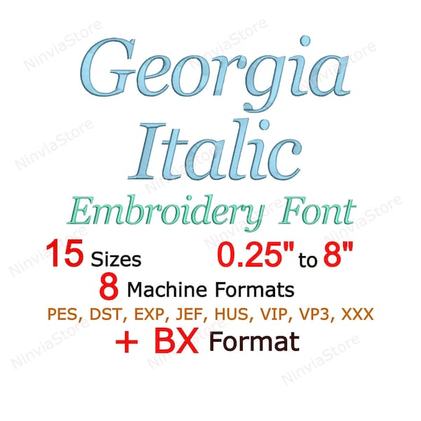 Georgia Italic Embroidery Font, Georgia BX Font, PES Monogram Alphabet Machine Embroidery Design, pe Font for Embroidery, Georgia font pe bx