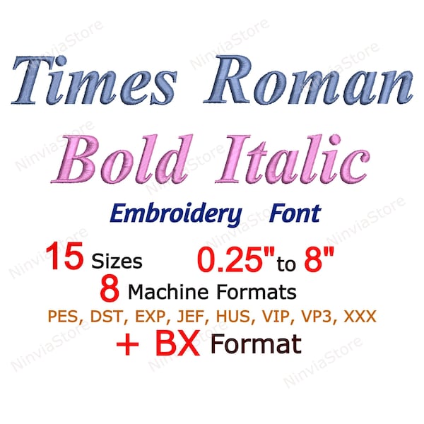 Times Roman Bold Italic Embroidery Font, Machine Embroidery Design, BX Font, Alphabet PES Font for Embroidery, pe Small Embroidery font bx