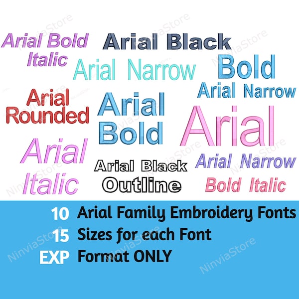 10 EXP Arial Embroidery Fonts Bundle, Machine Embroidery Font EXP, Alphabet Embroidery Design, Arial EXP font for Embroidery Small exp Fonts