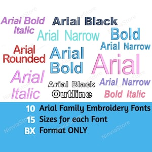10 BX Arial Embroidery Fonts Bundle, Machine Embroidery Font BX, Alphabet Embroidery Design, Arial BX font for Embroidery, Small Arial Fonts