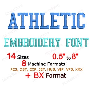 Athletic Embroidery Font, Monogram BX Font, Machine Embroidery Design, Alphabet PES Font for Embroidery, Small Font, pe Embroidery font bx