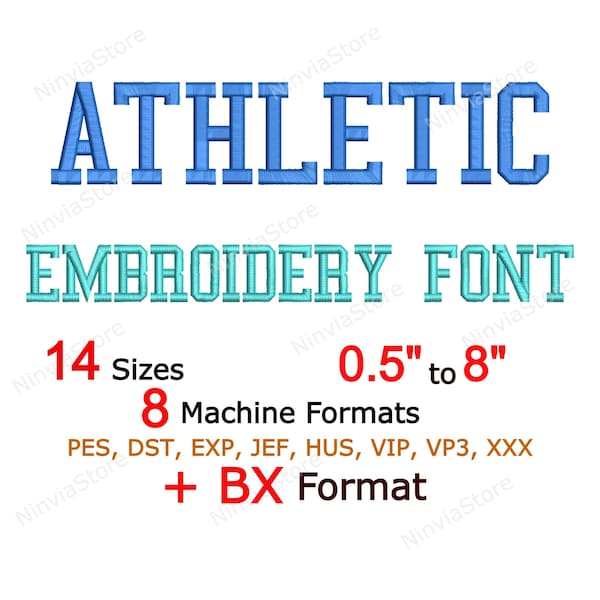 Athletic Embroidery Font, Monogram BX Font, Machine Embroidery Design, Alphabet PES Font for Embroidery, Small Font, pe Embroidery font bx