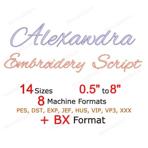 Alexandra Script Embroidery Font, BX Font for Embroidery, PES Monogram Font, Script Font, Small Font pe, Alphabet Machine Embroidery Design