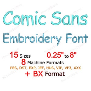 Comic Sans Embroidery Font, BX Font, Monogram Alphabet Machine Embroidery Design, pe Font for Embroidery, Small Embroidery font PES, BX, dst