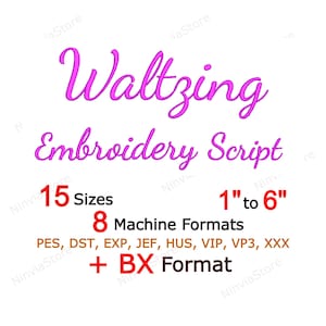 Waltzing Script Embroidery Font, Cursive Monogram Font, BX Font for Embroidery, pe Font, Small Font pe, Alphabet Machine Embroidery Design