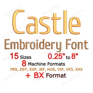 Castle Embroidery Font, BX Font, Monogram Alphabet Machine Embroidery Design, pe Font for Embroidery, Small Embroidery font PES, BX, dst jef