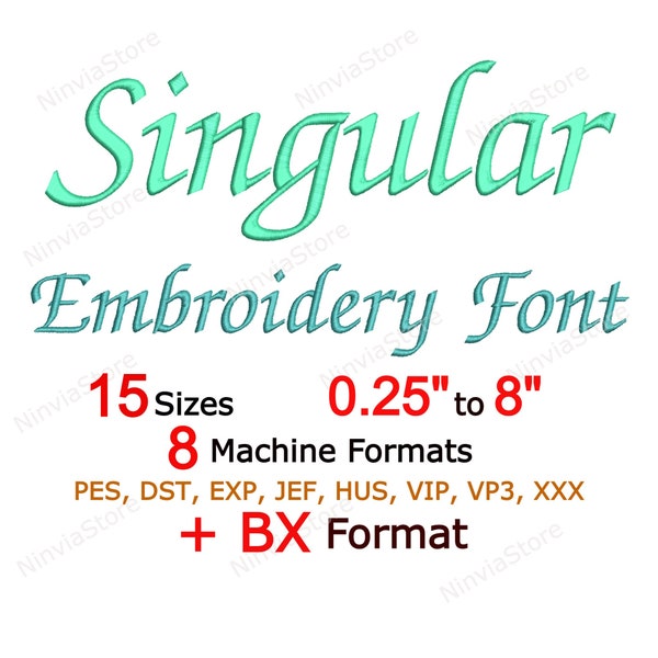Singular Script Embroidery Font, Cursive Font pe, PES Monogram Font, pe Font, BX Font for Embroidery, Alphabet Machine Calligraphy Font DST