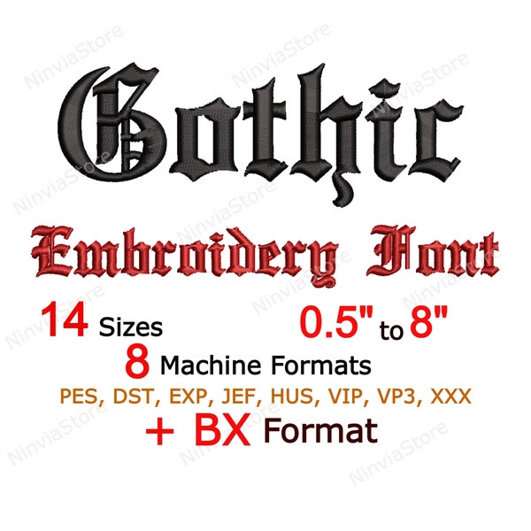 Gothic Embroidery Font, Alphabet PES Font for Embroidery, Machine Monogram BX Font, Old English Embroidery font pe, Small Font Old England