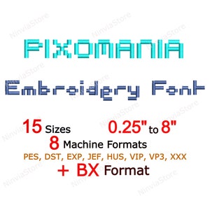 Pixomania Embroidery Font, Alphabet Machine Embroidery Design, Monogram BX Font, PES Font for Embroidery, pe Embroidery font bx, Small Font