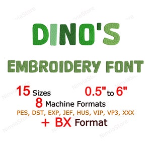 Fuente de bordado de Dino, fuente BX para niños, diseño de bordado de máquina alfabética, fuente pe de dinosaurio para bordado, fuente de bordado BX fuente divertida PES