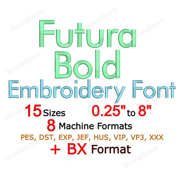 Futura Bold Embroidery Font, Monogram Alphabet Machine Embroidery Design, pe Font for Embroidery, BX Font, Small Embroidery font PES BX, dst