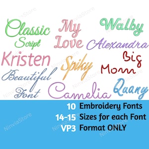 VP3 Embroidery Font Bundle, Calligraphy Font for Embroidery, Script Font VP3, Alphabet Machine Embroidery Design, Monogram Cursive Font VP3