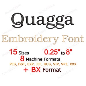 Quagga Embroidery Font, BX Font, Monogram Alphabet Machine Embroidery Design, pe Font for Embroidery, Small font, Serif Font, PES BX dst jef