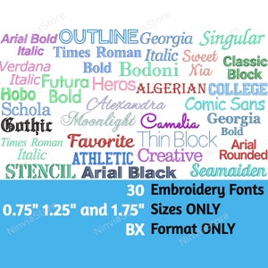 0.75&quot; 1.25&quot; and 1.75&quot; BX Embroidery Font Bundle, Machine Embroidery Font BX, Alphabet Embroidery Design, BX font for Embroidery, Small Font
