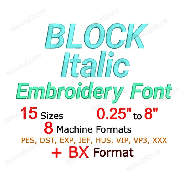 Block Italic Embroidery Font, Block BX Font, Monogram Alphabet Machine Embroidery Design, Block pe Font for Embroidery, Small PES font bx