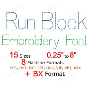 Run Block Embroidery Font, Block BX Font, Monogram Alphabet Machine Embroidery Design, Block pe Font for Embroidery, Small PES font bx, DST