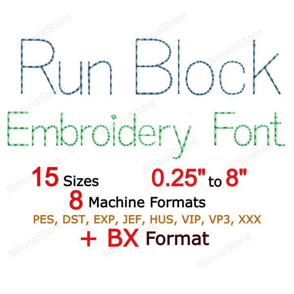 Run Block Embroidery Font, Block BX Font, Monogram Alphabet Machine Embroidery Design, Block pe Font for Embroidery, Small PES font bx, DST