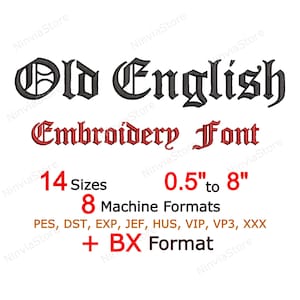 Old English Embroidery Font, Old England Machine Embroidery Design, Monogram PES BX Font, Alphabet, pe Font for Embroidery, Small Font bx