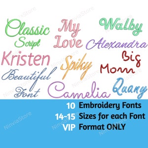 VIP Embroidery Font Bundle, Calligraphy Font for Embroidery, Script Font VIP, Alphabet Machine Embroidery Design, Monogram Font, Small Font