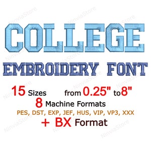 College Embroidery Font, Monogram BX Font, Machine Embroidery Design, Alphabet PES Font for Embroidery, pe Embroidery font bx Small Font dst