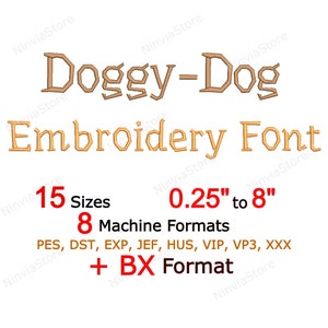 Doggy Embroidery Font, BX Font, Monogram Alphabet Machine Embroidery Design, pe Font for Embroidery, Small Embroidery font PES BX dst jef