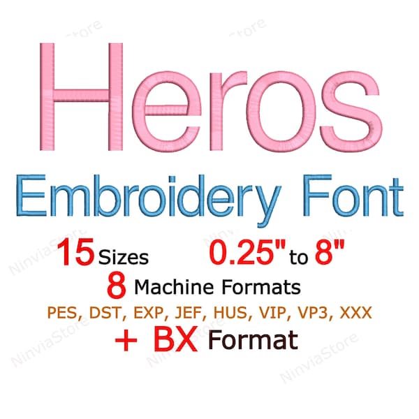 Heros Embroidery Font, Alphabet PES Font for Embroidery, Monogram BX Font, Machine Embroidery Design, pe Embroidery font bx, Small Font dst