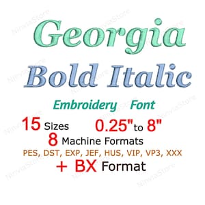 Georgia Bold Italic Embroidery Font, PES Monogram Alphabet Machine Embroidery Design, Georgia BX Font, pe Font for Embroidery, Small font bx