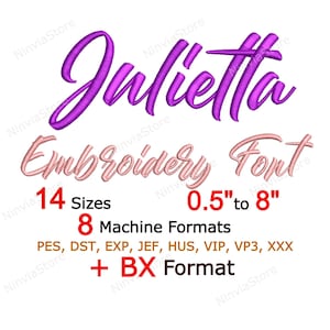 Julietta Script Borduurlettertype, BX Lettertype voor Borduren, Kalligrafie Lettertype pe, Alfabet Machine Cursief Lettertype DST, PES Monogram Lettertype, pe Lettertype
