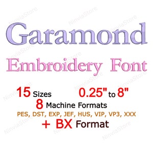 Garamond Embroidery Font, Alphabet Machine Embroidery Design, Monogram BX Font, PES Font for Embroidery, pe Embroidery font bx, Small Font