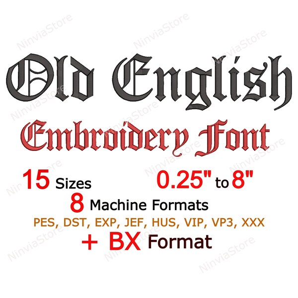 Old English Embroidery Font, Old England Machine Embroidery Design, Monogram PES BX Font, Alphabet, pe Font for Embroidery, Small Font bx
