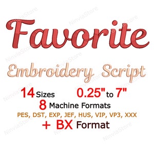 Favorite Script Embroidery Font, BX Font for Embroidery, Calligraphy Font pe, Alphabet Machine Cursive Font DST, PES Monogram Font, pe Font