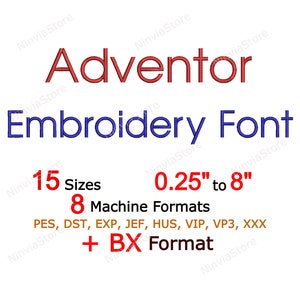 Adventor Embroidery Font, Monogram Alphabet Machine Embroidery Design, BX Font, pe Font for Embroidery, Small Embroidery font PES BX dst jef