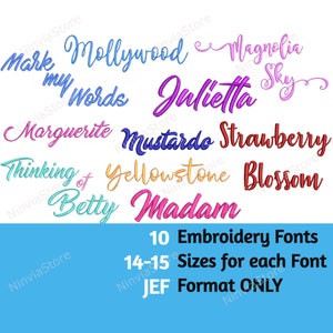 JEF Script Embroidery Fonts Bundle, JEF Monogram Font, Alphabet Machine Embroidery Design, Calligraphy Font for Embroidery, Cursive Font JEF