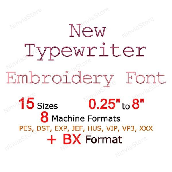 Typewriter Embroidery Font, Monogram BX Font, Alphabet PES Font for Embroidery, pe Embroidery font, Machine Embroidery Design, bx Small Font