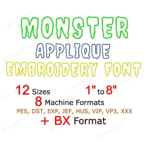 Monster Applique Embroidery Font, Machine Embroidery Design, Monogram BX Font, Alphabet PES Font for Embroidery Halloween Embroidery font BX