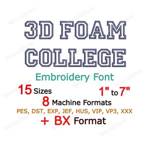 3D Foam Outline College Embroidery Font, 3D Puff Foam Varsity BX Font, Athletic pe Font for Embroidery, Alphabet Machine Embroidery Design