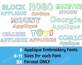 BX Applique Embroidery Fonts Bundle, Machine Embroidery Font BX, Alphabet Embroidery Design, BX font for Embroidery, Applique Monogram Font
