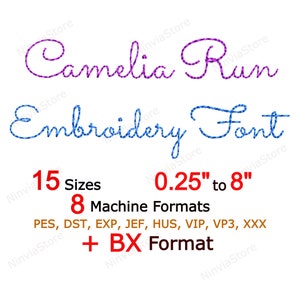 Run Stitch Embroidery Font, Camelia BX Font, Monogram Alphabet Machine Embroidery Design, pe Font for Embroidery, Small PES font bx DST jef