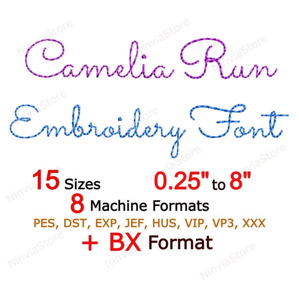 Esegui il carattere di ricamo a punto, il carattere Camelia BX, il disegno di ricamo a macchina dell'alfabeto monogramma, il carattere pe per il ricamo, il carattere PES piccolo bx DST jef