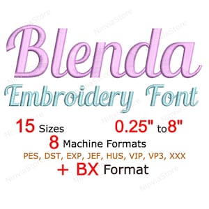 Blenda Embroidery Font, Script Font, PES Monogram Font, BX Font for Embroidery, Alphabet Machine Embroidery Design, Small Embroidery Font