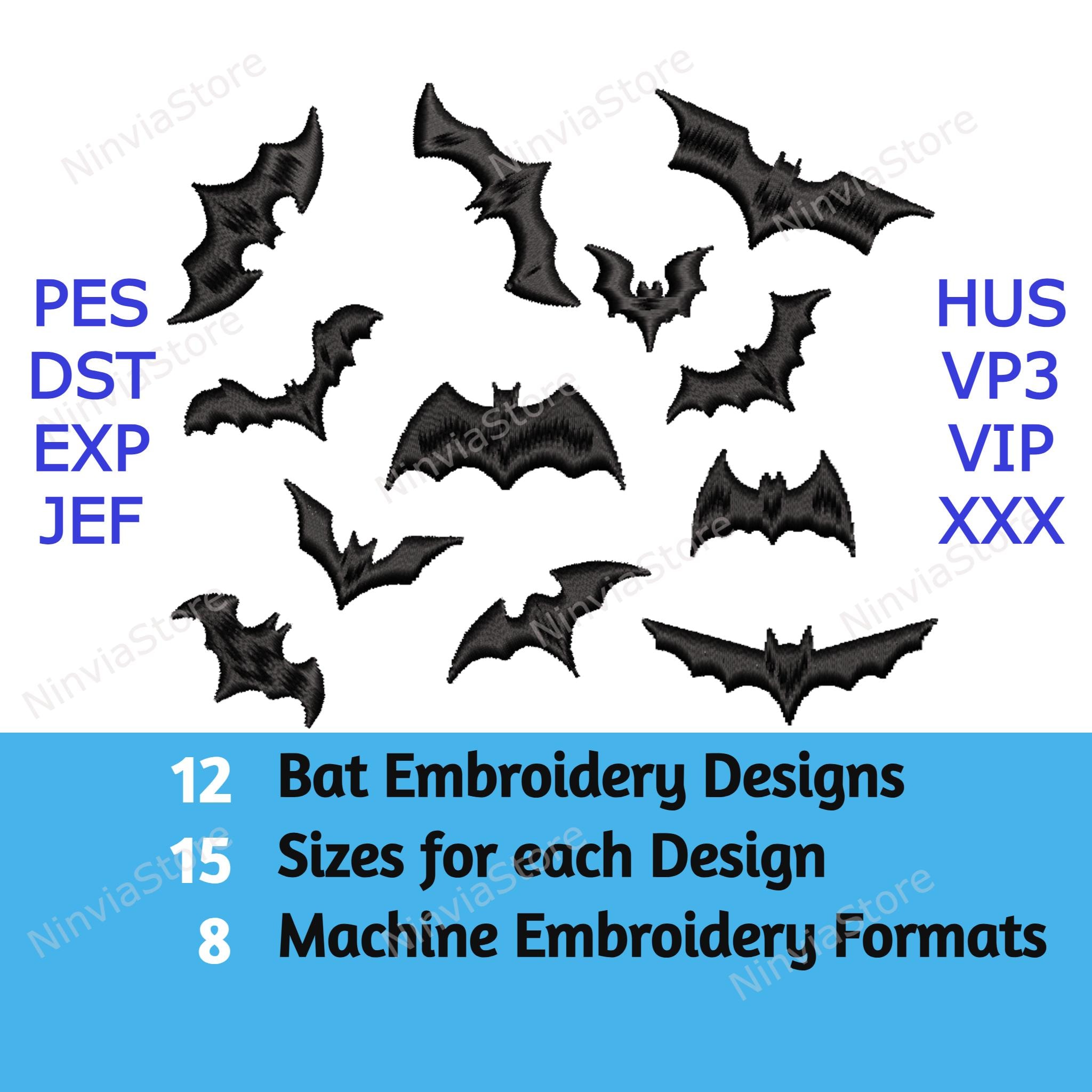 12 Bats Machine Embroidery Designs, Halloween Embroidery Designs, 15 ...