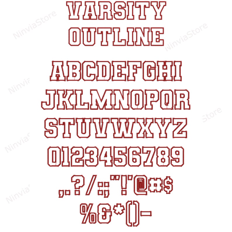7 PES Outline Embroidery Fonts Bundle Machine Embroidery Font Etsy