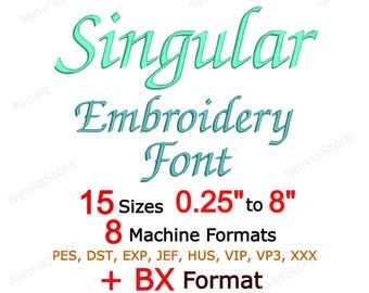 Singular Script Embroidery Font, Cursive Font pe, PES Monogram Font, pe Font, BX Font for Embroidery, Alphabet Machine Calligraphy Font DST