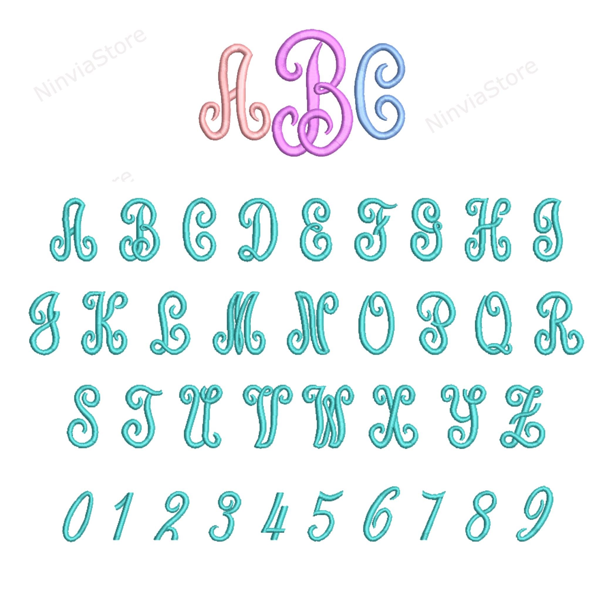 はに 9 HUS Monogram Embroidery Fonts Bundle, Block Monogram Alphabet