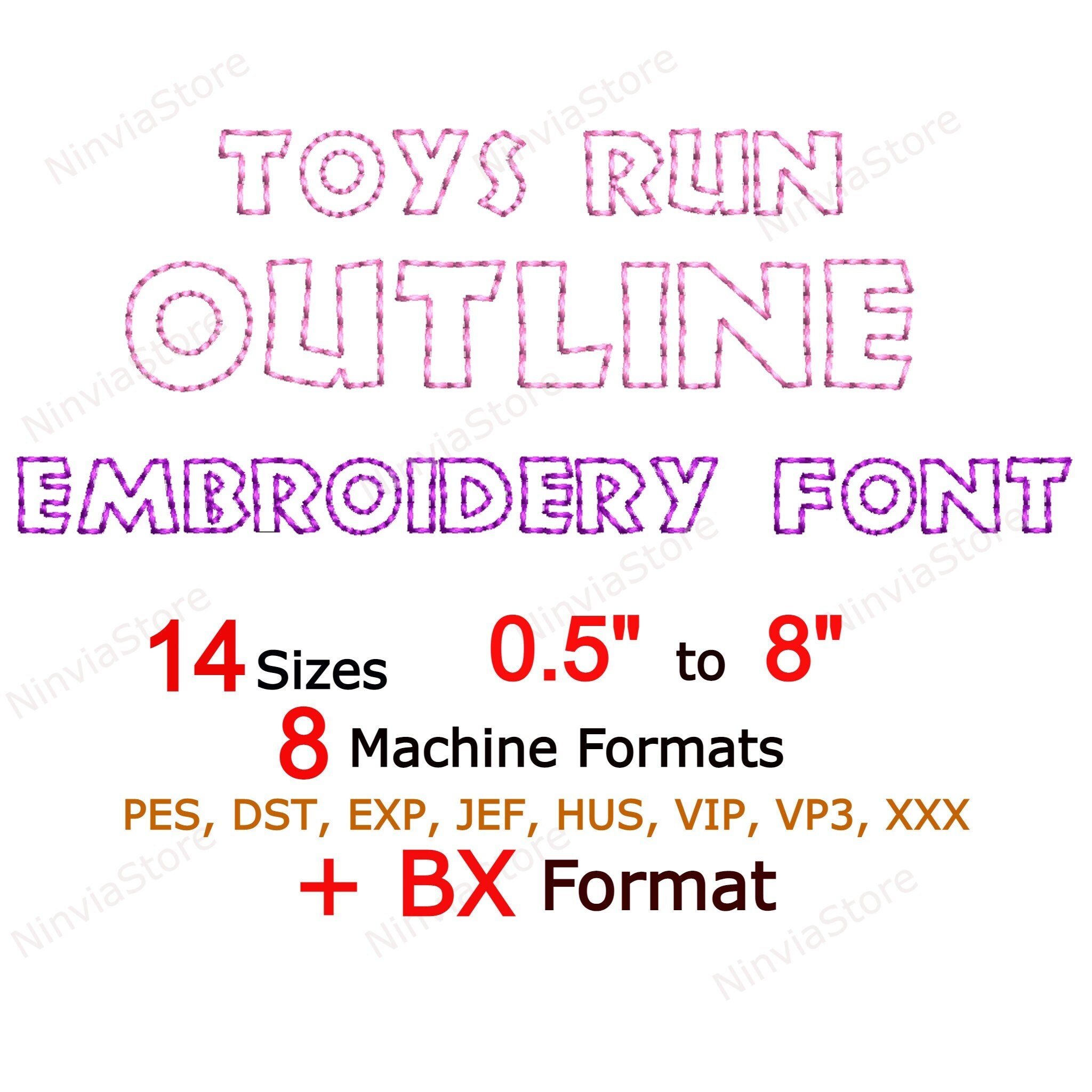 Toys Run Outline Embroidery Font, BX Font, Alphabet Machine Embroidery ...