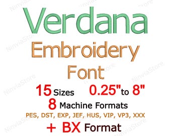 Verdana Embroidery Font, BX  PES + 7 Formats Monogram Alphabet Machine Embroidery Design, Small Sans Serif Letters