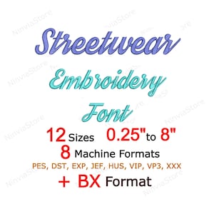 Police de caractère pour broderie streetwear, lettres de script BX PES, motif de broderie Machine alphabet, monogramme cursive
